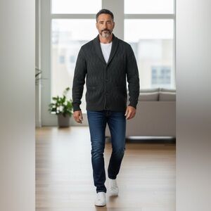 Carbon2Cobalt Dark Gray Knit Cardigan